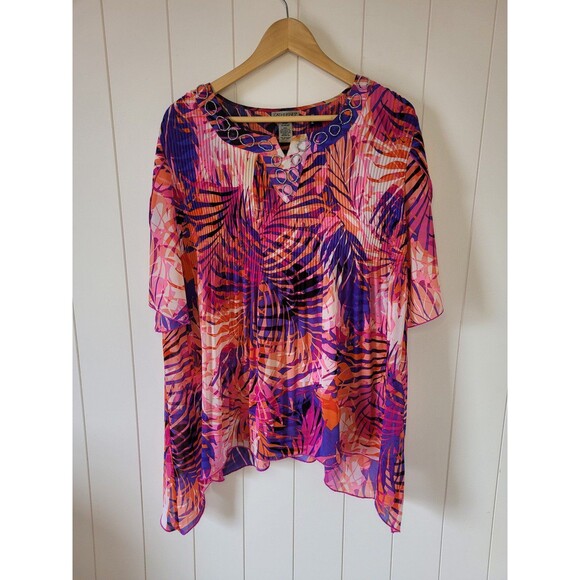 Cahterines Top Womens Size 14/16w Petite Pink Embellished Short Sleeve - Picture 1 of 7